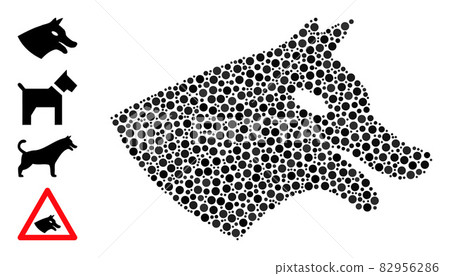Dotted Dog Head Collage of Rounded Dots with Other Icons Dotted Dog Head Collage of Rounded Dots with Other Icons 82956286