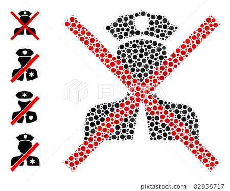 Dotted Cancel Policeman Collage of Circles and Bonus Icons Dotted Cancel Policeman Collage of Circles and Bonus Icons 82956717