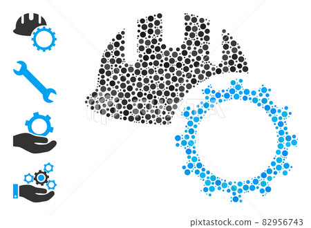 Dotted Development Hardhat Composition of Rounded Dots and Other Icons Dotted Development Hardhat Composition of Rounded Dots and Other Icons 82956743