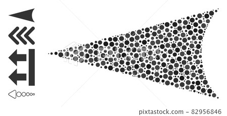 Dotted Arrowhead Left Mosaic of Circles with Similar Icons 82956846
