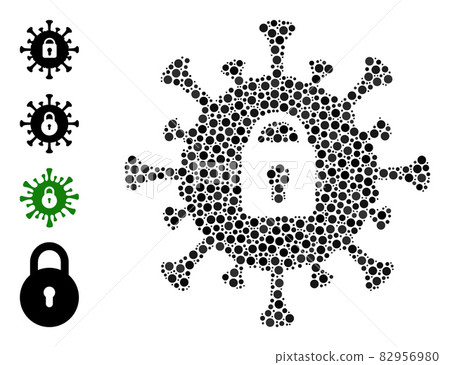 Dotted Covid Lockdown Collage of Circles with Bonus Icons Dotted Covid Lockdown Collage of Circles with Bonus Icons 82956980