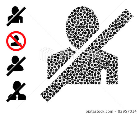 Dotted Frorbidden Man Collage of Rounded Dots with Other Icons 82957014