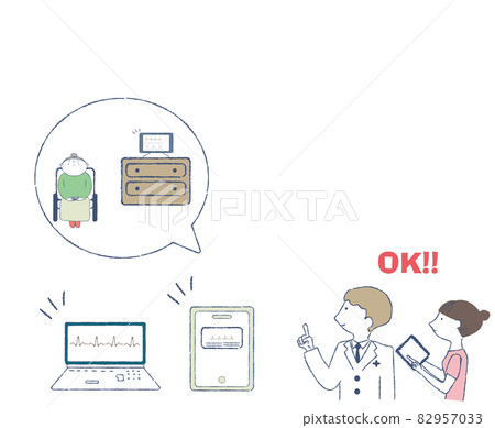 Medical professionals diagnosing elderly people in remote areas with IT technology 82957033