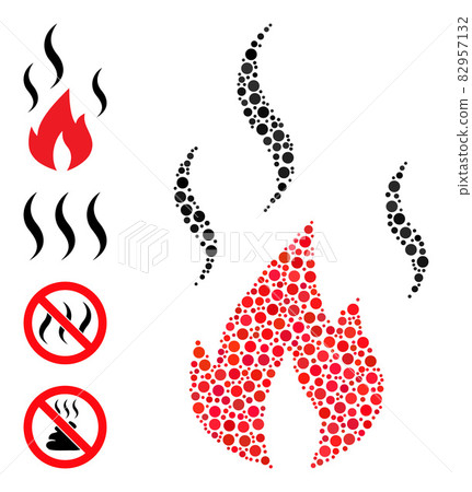 Dotted Fire Smoke Mosaic of Round Dots with Bonus Icons Dotted Fire Smoke Mosaic of Round Dots with Bonus Icons 82957132
