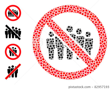 Dotted Forbidden People Crowd Collage of Round Dots with Similar Icons 82957193