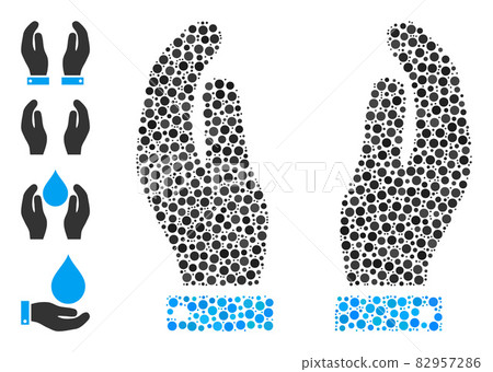 Dotted Care Hands Composition of Circles with Bonus Icons 82957286