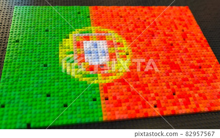 Toy bricks form flag of Portugal, conceptual 3d rendering Toy bricks form flag of Portugal, conceptual 3d rendering 82957567