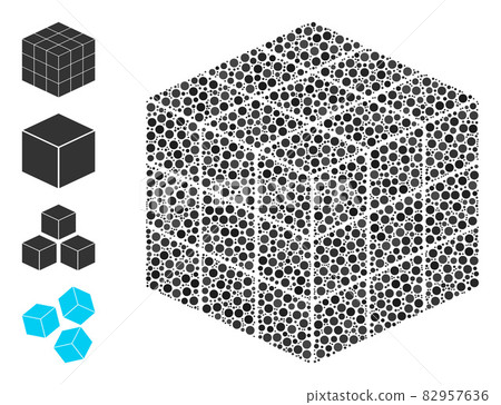 Dotted 3X3X3 Cube Collage of Round Dots with Similar Icons Dotted 3X3X3 Cube Collage of Round Dots with Similar Icons 82957636