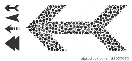 Dotted Arrow Left Composition of Rounded Dots with Bonus Icons 82957673