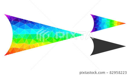 Vector Lowpoly Arrowhead Right Icon with Spectral Colored Gradient 82958223