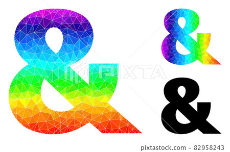 Vector Polygonal Ampersand Symbol Icon with Rainbow Gradient 82958243