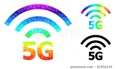 Vector Lowpoly 5G Radio Source Icon with Spectrum Gradient Vector Lowpoly 5G Radio Source Icon with Spectrum Gradient 82958244