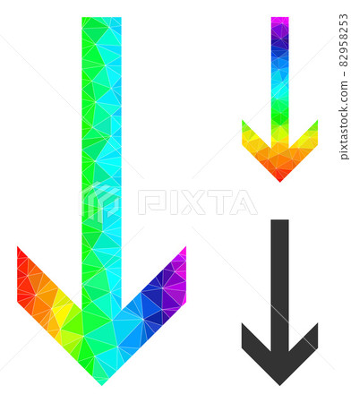 Vector Polygonal Arrow Down Icon with Spectral... - Stock Illustration ...