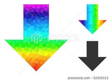 Vector Triangle Filled Arrow Down Icon with Spectrum Gradient Vector Triangle Filled Arrow Down Icon with Spectrum Gradient 82958313