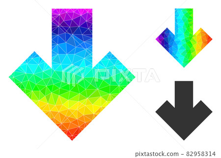 Vector Polygonal Arrow Down Icon with Rainbow Gradient Vector Polygonal Arrow Down Icon with Rainbow Gradient 82958314