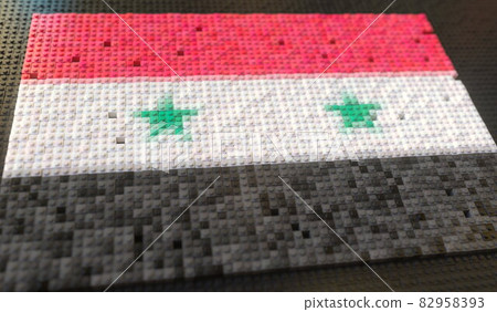 Toy bricks form flag of Syria, conceptual 3d rendering Toy bricks form flag of Syria, conceptual 3d rendering 82958393