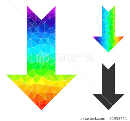 Vector Lowpoly Arrow Down Icon with Rainbow... - Stock Illustration ...