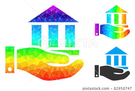 Vector Lowpoly Bank Service Icon with Rainbow... - Stock Illustration ...