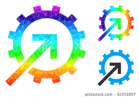 Vector Polygonal Cog Integration Icon with... - Stock Illustration ...