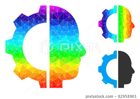Vector Lowpoly Cyborg Gear Icon with Spectral... - Stock Illustration ...