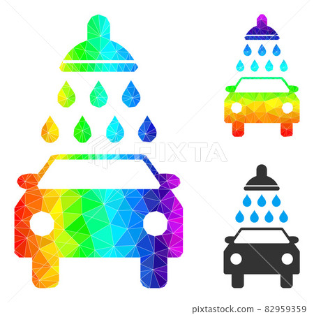 Vector Polygonal Car Wash Icon with Spectrum... - Stock Illustration ...