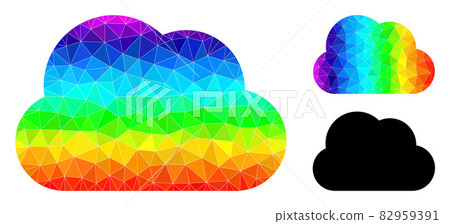 Vector Polygonal Cloud Icon with Spectral... - Stock Illustration ...