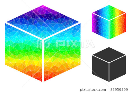 Vector Lowpoly Cube Icon with Spectrum Gradient - Stock Illustration ...
