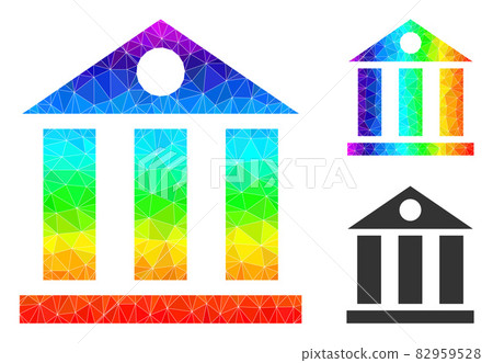 Vector Polygonal Bank Building Icon with Rainbow Gradient 82959528