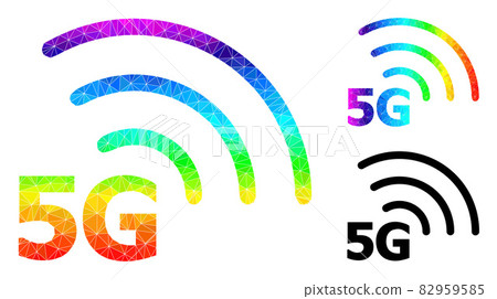 Vector Triangle Filled 5G Internet Icon with Rainbow Gradient 82959585