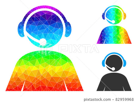 Vector Lowpoly Call Center Operator Icon with Rainbow Gradient Vector Lowpoly Call Center Operator Icon with Rainbow Gradient 82959968