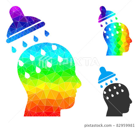 Vector Lowpoly Brain Washing Icon with Rainbow Gradient 82959981