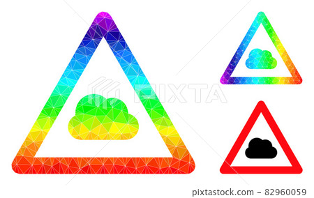Vector Triangle Filled Cloud Warning Icon with... - Stock Illustration ...
