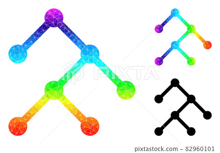 Vector Triangle Filled Binary Structure Icon with Rainbow Gradient 82960101