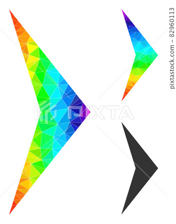 Vector Polygonal Arrowhead Right Icon with Spectral Colored Gradient 82960113
