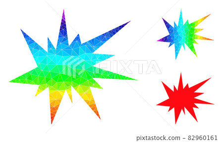 Vector Lowpoly Boom Icon with Spectral Colored Gradient 82960161