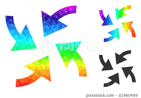 Vector Polygonal Cyclone Arrows Icon with Spectral Colored Gradient Vector Polygonal Cyclone Arrows Icon with Spectral Colored Gradient 82960499