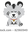 2022年的生肖屬虎。可愛的老虎鞠躬的插圖 82960949