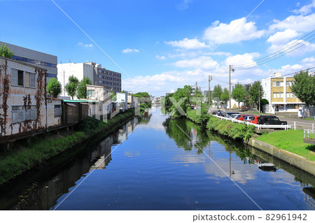從NGK橋看到的名古屋市新堀川、熱田區、瑞穗區 82961942