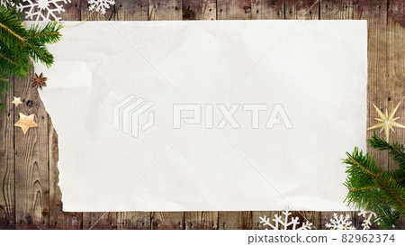 Christmas decoration and wood grain frame Christmas decoration and wood grain frame 82962374