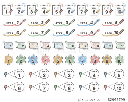 Step Heading Icon Set / Natural Smoky Color - Stock Illustration ...