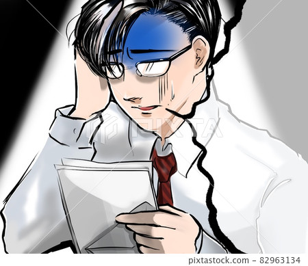 Cartoon handsome glasses office worker delinquent charge reminder to turn pale Cartoon handsome glasses office worker delinquent charge reminder to turn pale 82963134