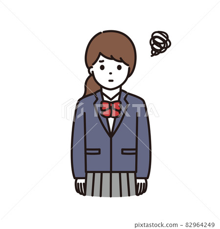 一個穿著麻煩制服的女學生的插圖 一個穿著麻煩制服的女學生的插圖 82964249