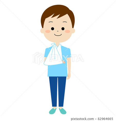 A man with a sling on his right hand 82964665