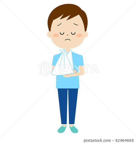 A man who seems to be anxious due to an injury to his upper limbs A man who seems to be anxious due to an injury to his upper limbs 82964668