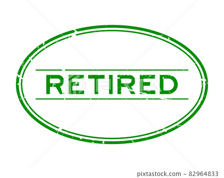 Grunge green retired word oval rubber seal stamp on white background Grunge green retired word oval rubber seal stamp on white background 82964833