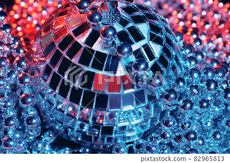 Party lights disco mirror balls on black background 82965813
