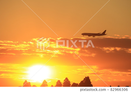 Sunset and Airplane 82966306