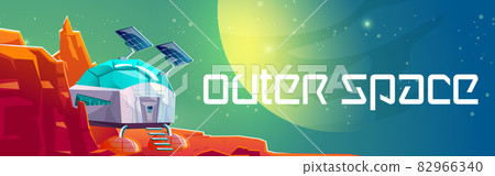 Outer space poster with Mars surface with colony 82966340