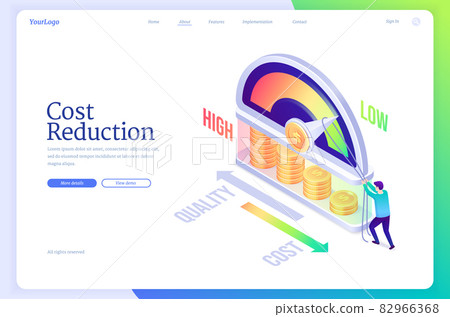 Cost reduction isometric landing page, business 82966368