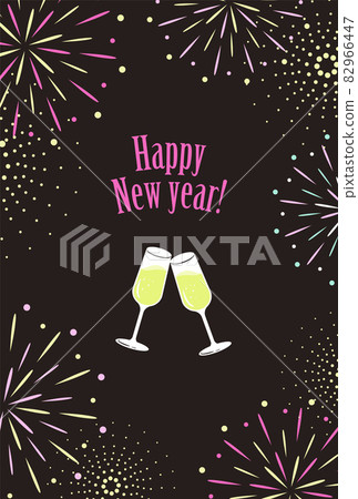 Background material for illustration of fireworks and champagne 82966447